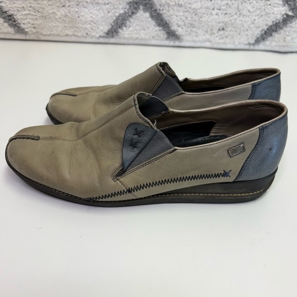 Rieker Women’s EU 40 Daphne Low-Top Grey Blue Slip On Leather Rubber Loafer Flat - Picture 2 of 11